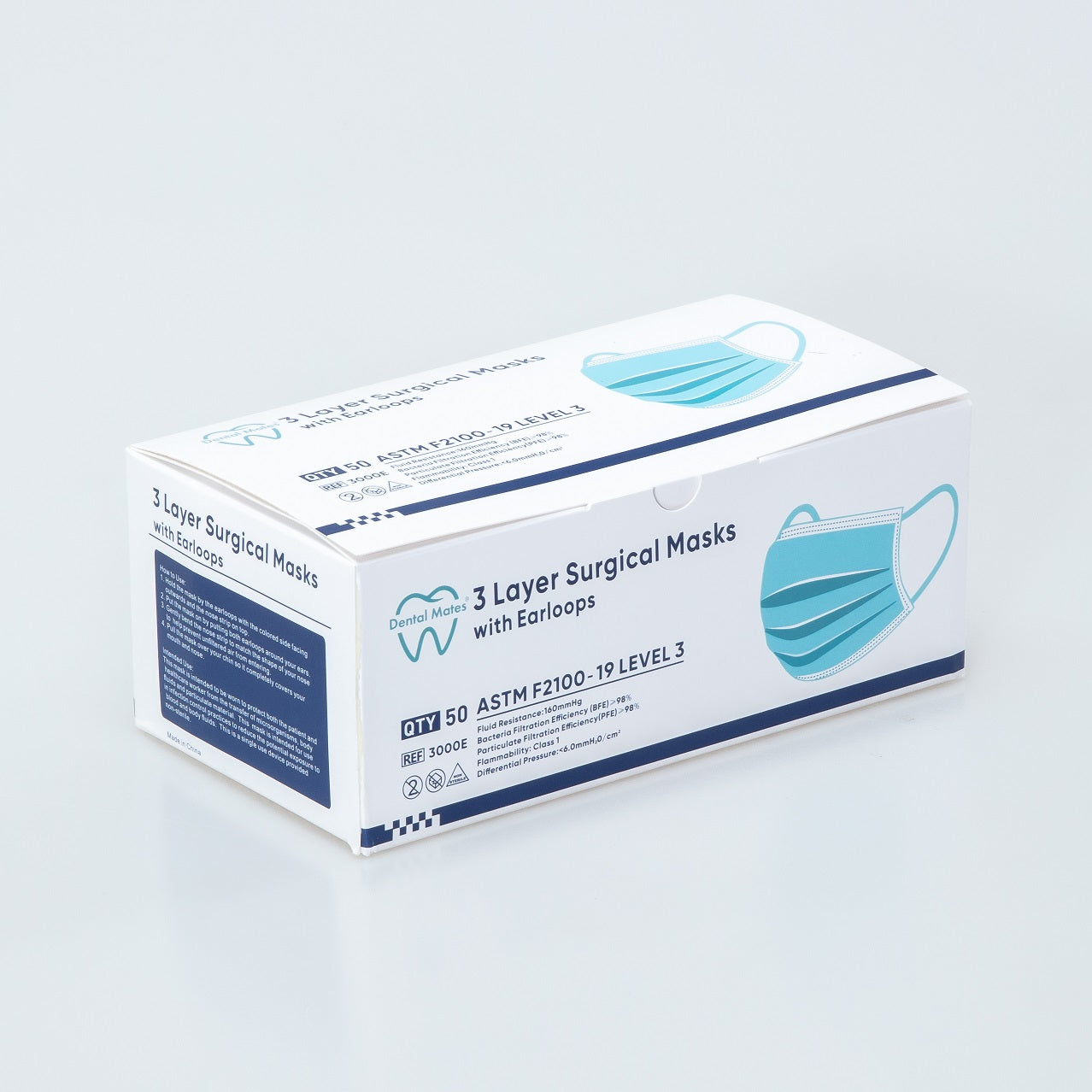 ASTM Level 3 Medical and Surgical Facemasks 1,000pcs per case FDA 510K cleared.